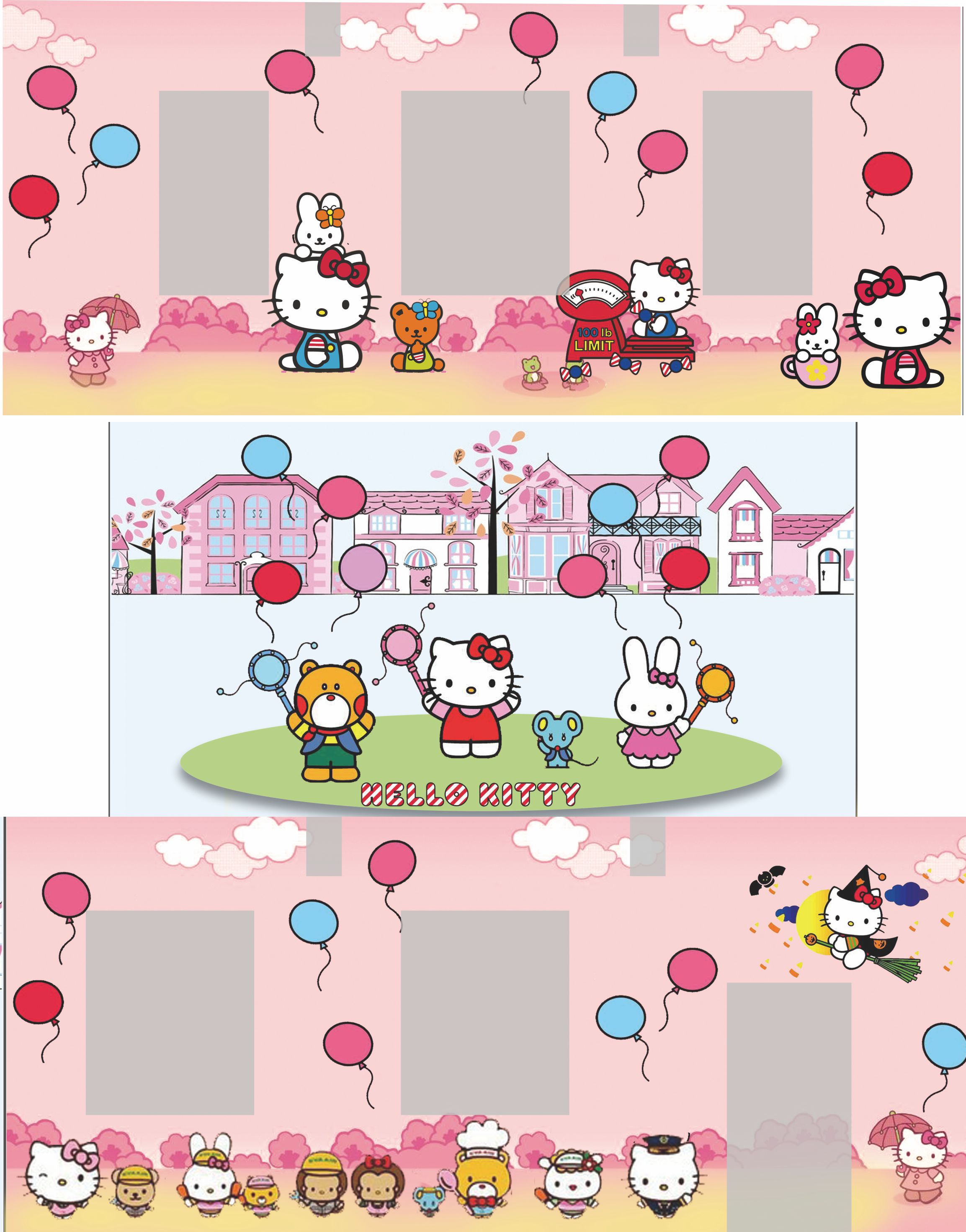 hellokitty幼儿园墙绘手绘素材设计背景学校模板宣传卡通可爱女孩