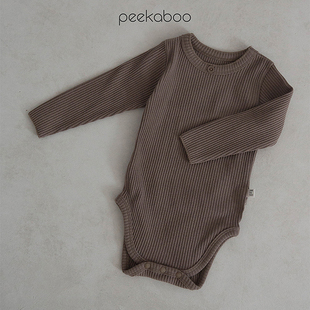 韩国进口男女宝宝连体爬服 罗纹棉连身哈衣 婴幼儿童百天周岁童装