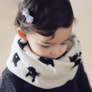 S188韩国进口冬季男女宝宝柔软拉绒围巾婴幼儿童防风保暖围脖亲子
