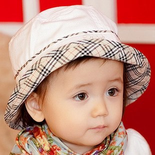 韩国进口经典 亲子帽 男女宝宝遮太阳帽子 格子婴幼儿童渔夫帽盆帽
