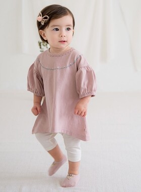 Y165韩国新款进口正品婴儿夏童装女宝宝全棉T恤衬衫 衣服裤子套装