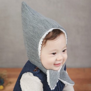 M381韩国进口秋冬男女宝宝防风加绒保暖护耳胎帽婴幼儿童针织帽子