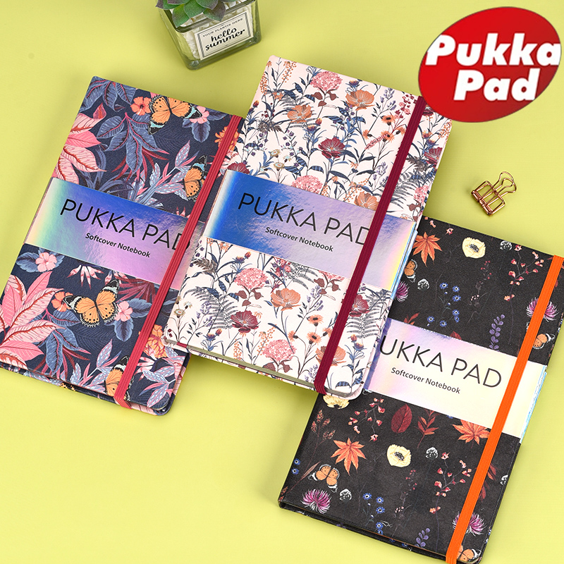 英国普卡花开A5绑带式硬皮笔记本