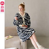 芬腾秋冬季 新款 加厚珊瑚绒睡裙女士保暖双面舒棉绒保暖浴裙家居服