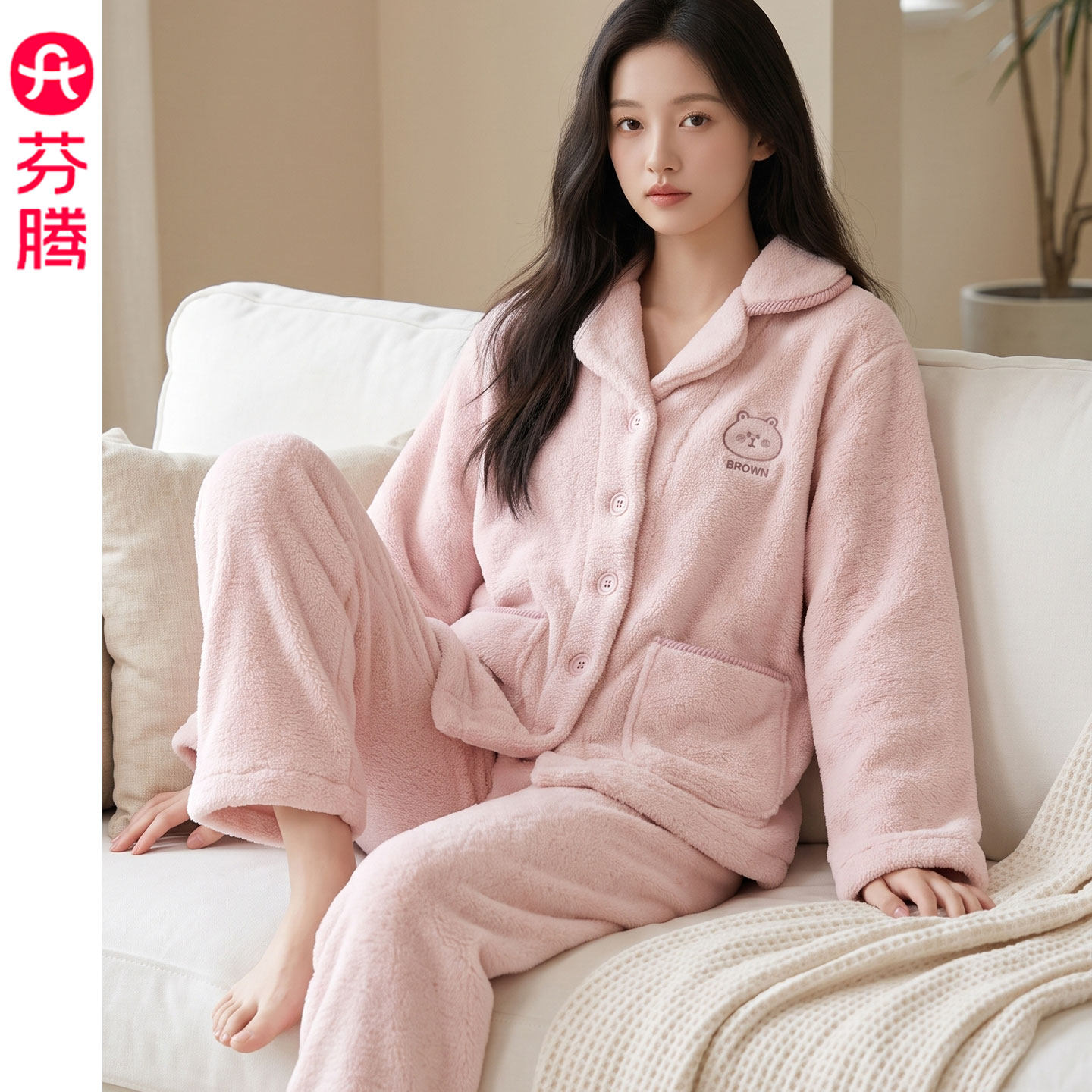 芬腾2026秋冬季新款加厚珊瑚绒睡衣女士套装双面北美绒保暖家居服