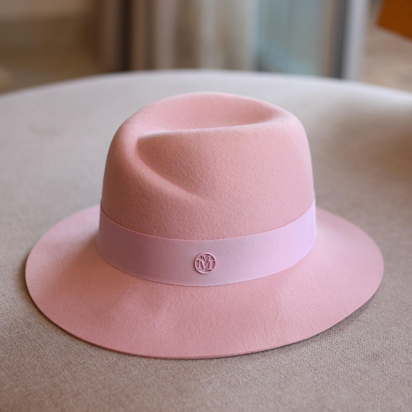 女士纯羊毛呢宽檐爵士礼帽粉色羊毛礼帽子女士秋冬韩版英伦百搭