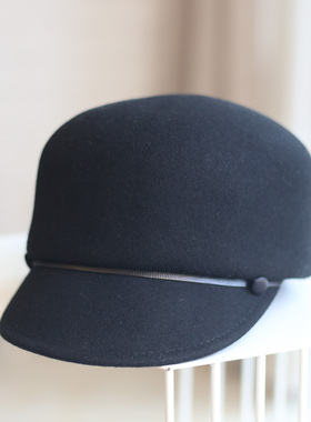 C家羊毛呢马术帽子女复古时尚报童鸭舌帽羊毛礼帽秋冬季毡帽逛街