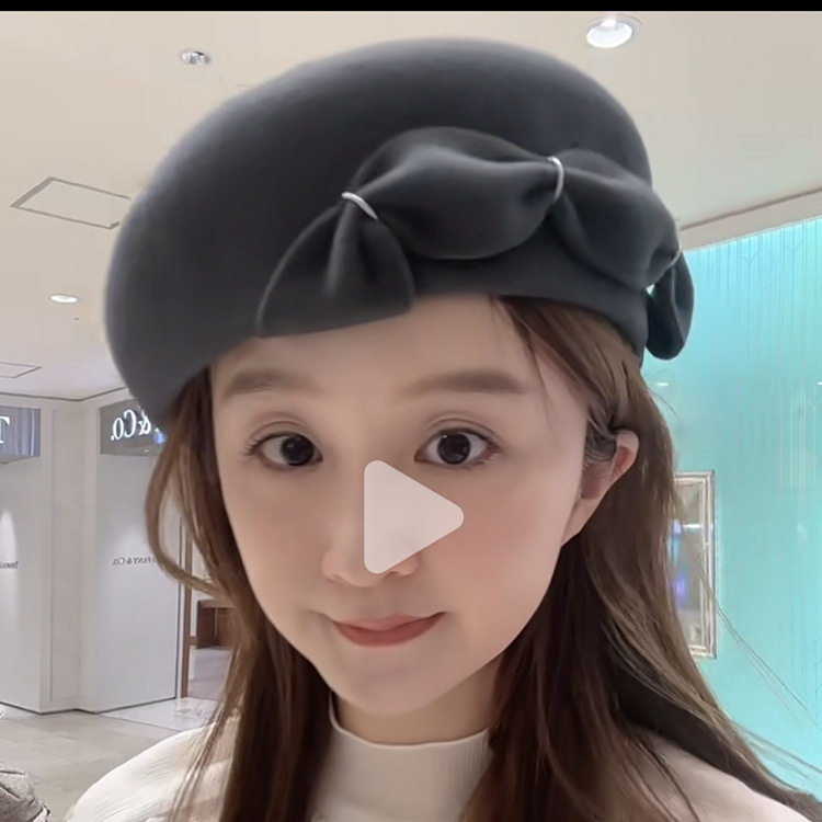 秋冬日系CL4家羊毛呢复古贝蕾帽女出游逛街通勤画家帽时装毡帽子