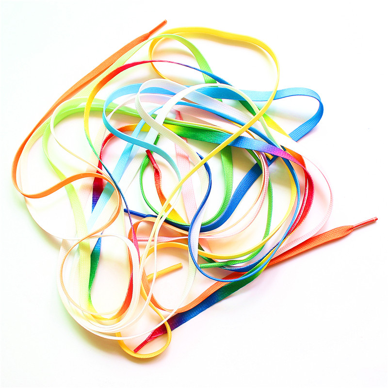 彩虹鞋带扁五彩彩色鞋带运动板鞋渐变七彩鞋带子男女休闲帆布鞋绳