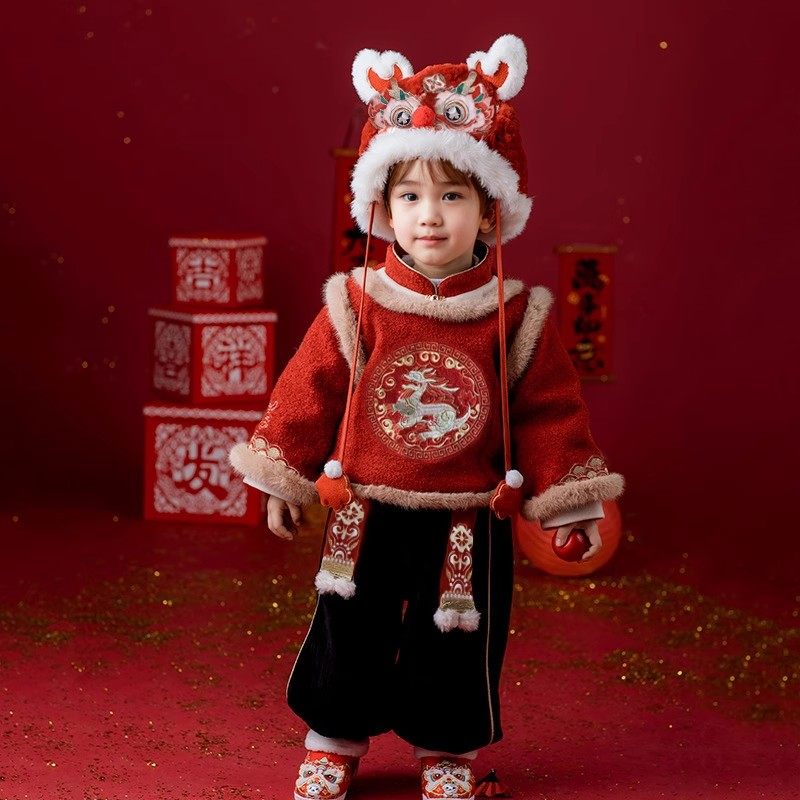 汉服男童冬装2026新款儿童拜年服中国风红色喜庆套装宝宝过年唐装,童装/婴儿装/亲子装,唐装,淘宝优惠券,粉丝福利购,淘宝优惠卷