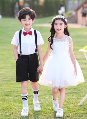 六一儿童演出服女童白色公主蓬蓬纱连衣裙幼儿园毕业礼服表演服装