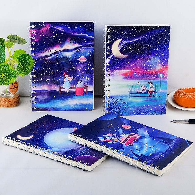 烫金线圈本少女心螺旋笔记本A5记事本简约小清新学生B5大作业本子