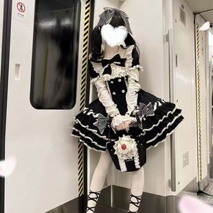 OP蛋糕裙可爱公主春秋夏古早doll感洛丽塔 甜美条纹千层Lolita短袖