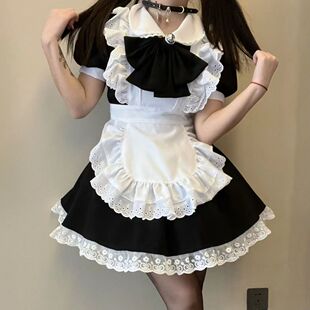 服洛丽塔可爱萌大蝴蝶结连衣裙cosplay围裙 主播黑白库洛米i女仆装
