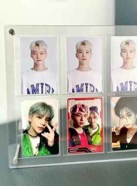 九宫格相框双面透明亚克力摆台三寸立牌收纳diy拍立得小卡展示架
