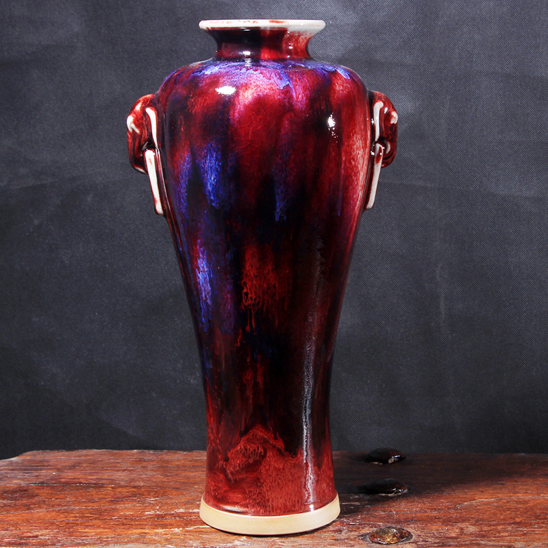 禹州神垕钧瓷礼品国礼窑变花瓶大师温家钧窑工艺品客厅摆件中式