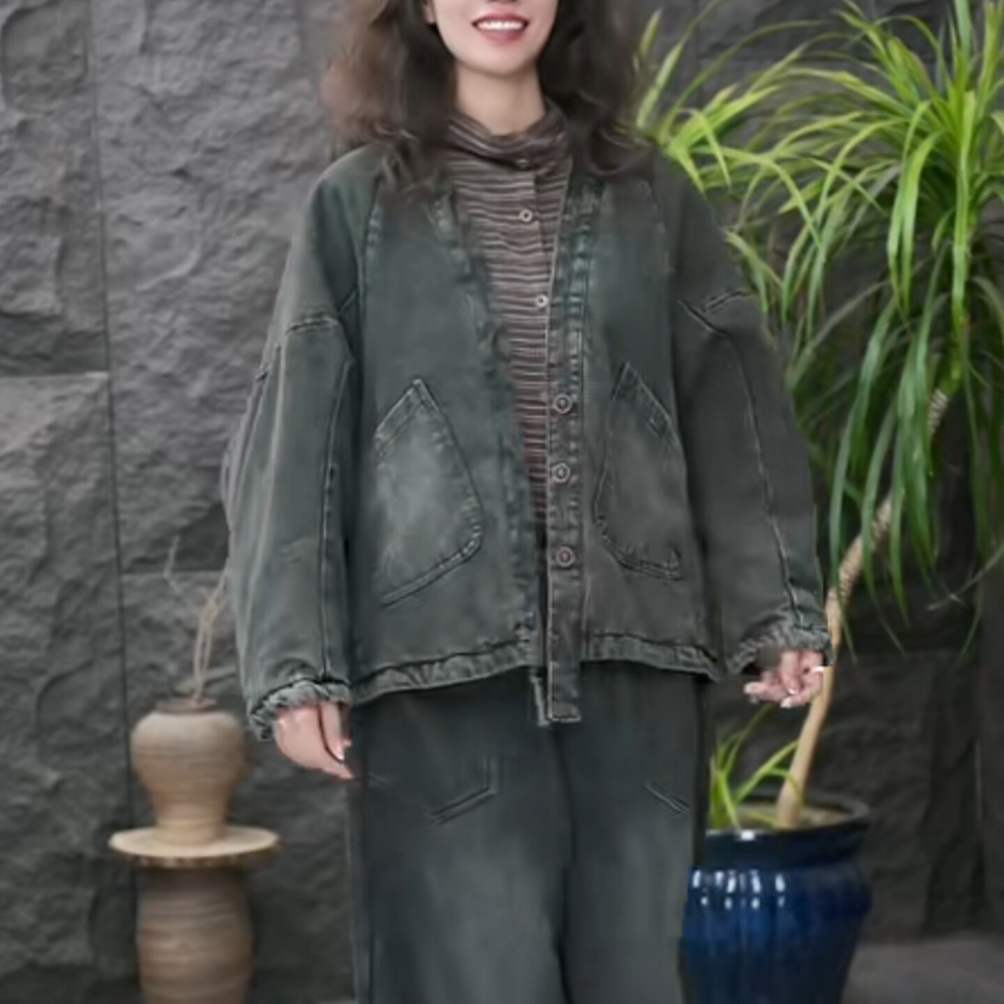 复古做旧水洗牛仔外套女