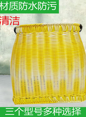 户外透气背篓双钢丝PE藤编收纳篮加固耐用购物篮客厅采摘篮送背带