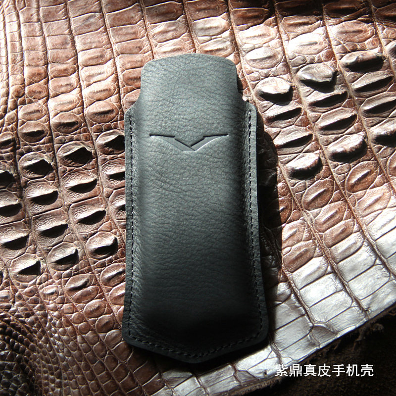适用于vertu威图总裁签名版通用皮套手机套保护套牛皮真皮简约黑色