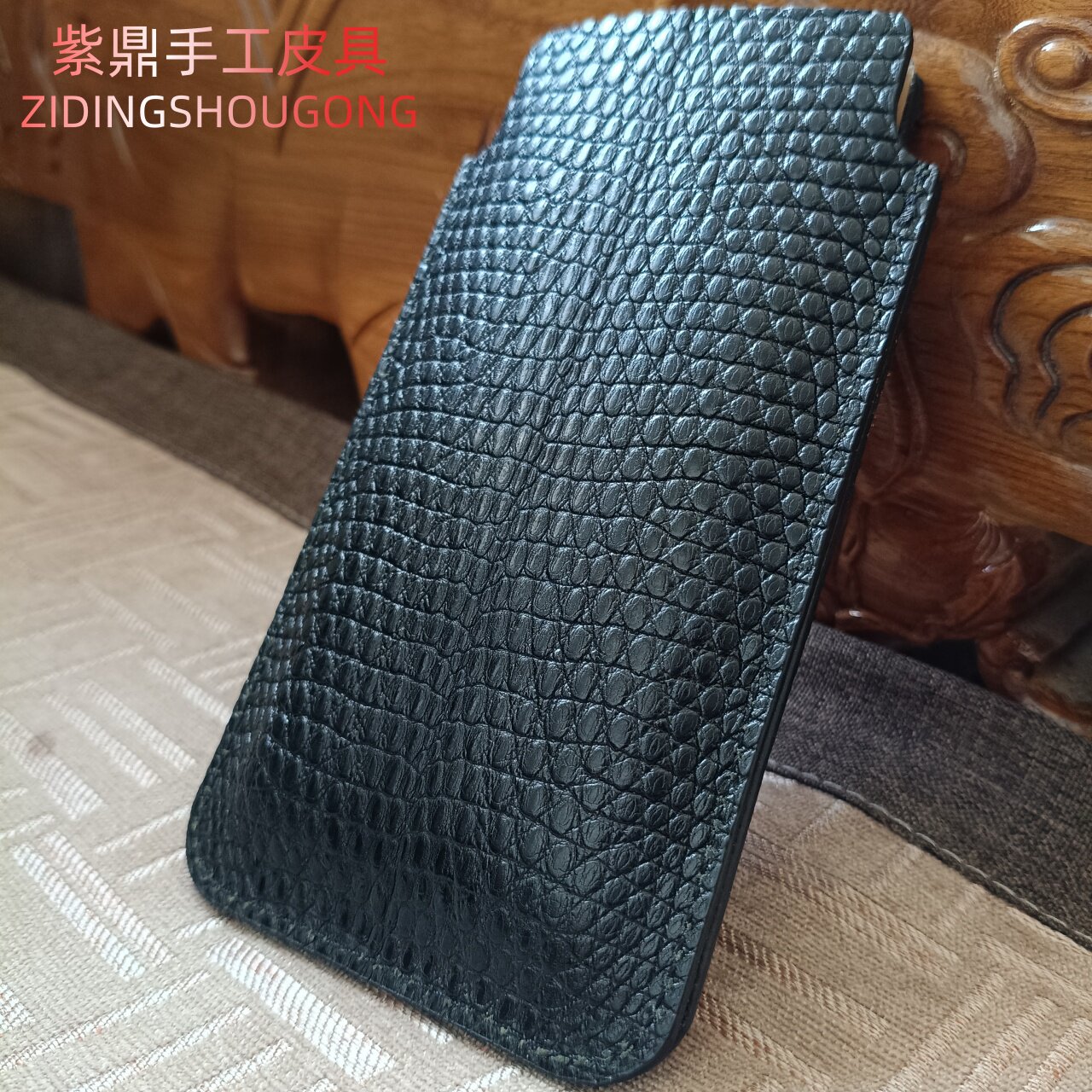 适用于META一代手机套纬图VERTU 蜥蜴皮复古手机壳黑色防摔全包