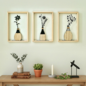 田园风墙壁挂花家居装 饰品客厅卧室墙面铁艺创意壁饰墙上植物挂饰