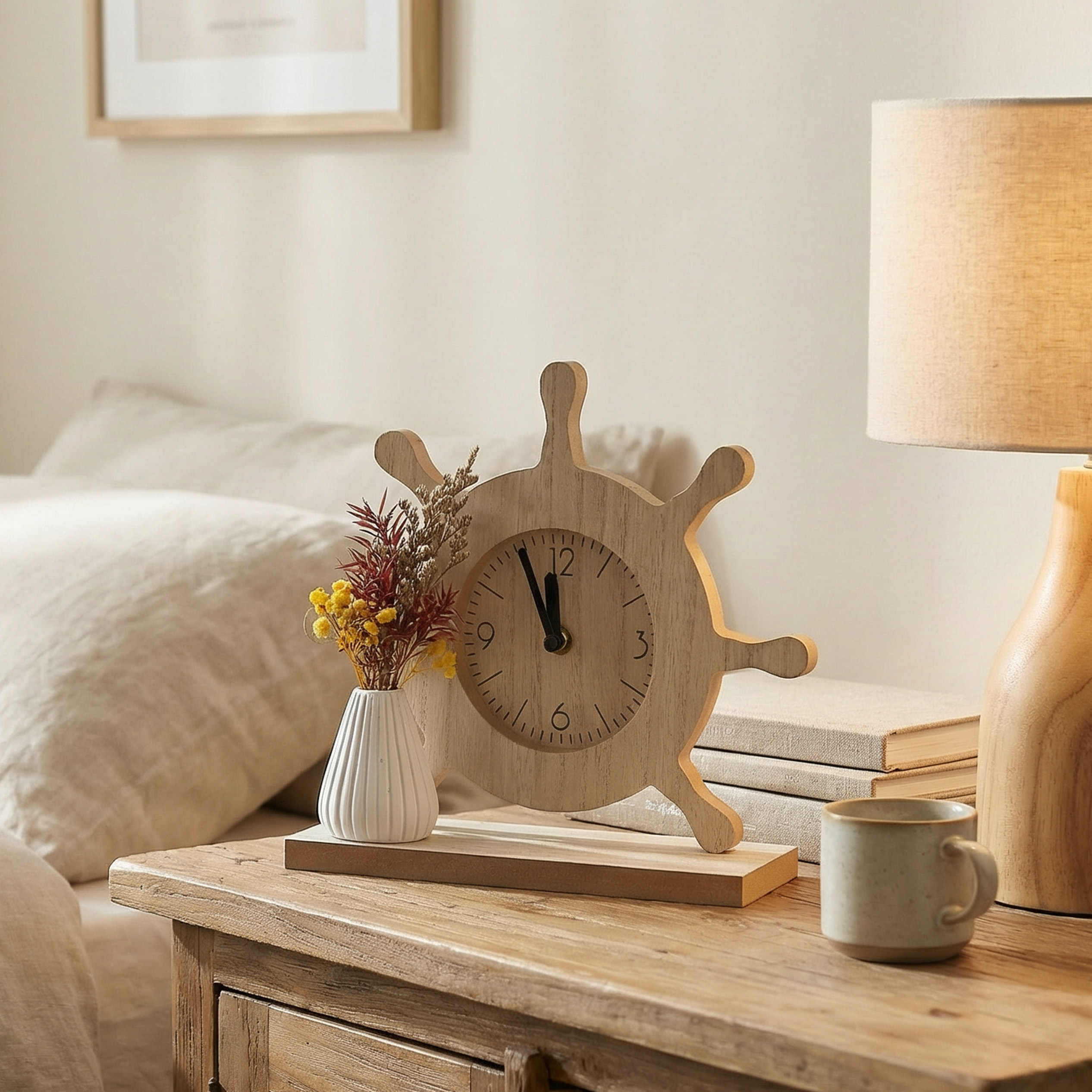 创意船舵木质时钟家居装饰摆件卧室客厅桌面装饰品原木风格,家居饰品,装饰摆件,淘宝优惠券,粉丝福利购,淘宝优惠卷