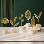 北欧风铁艺银杏叶摆件创意家居客厅玄关酒柜装 饰品轻奢金属工艺品