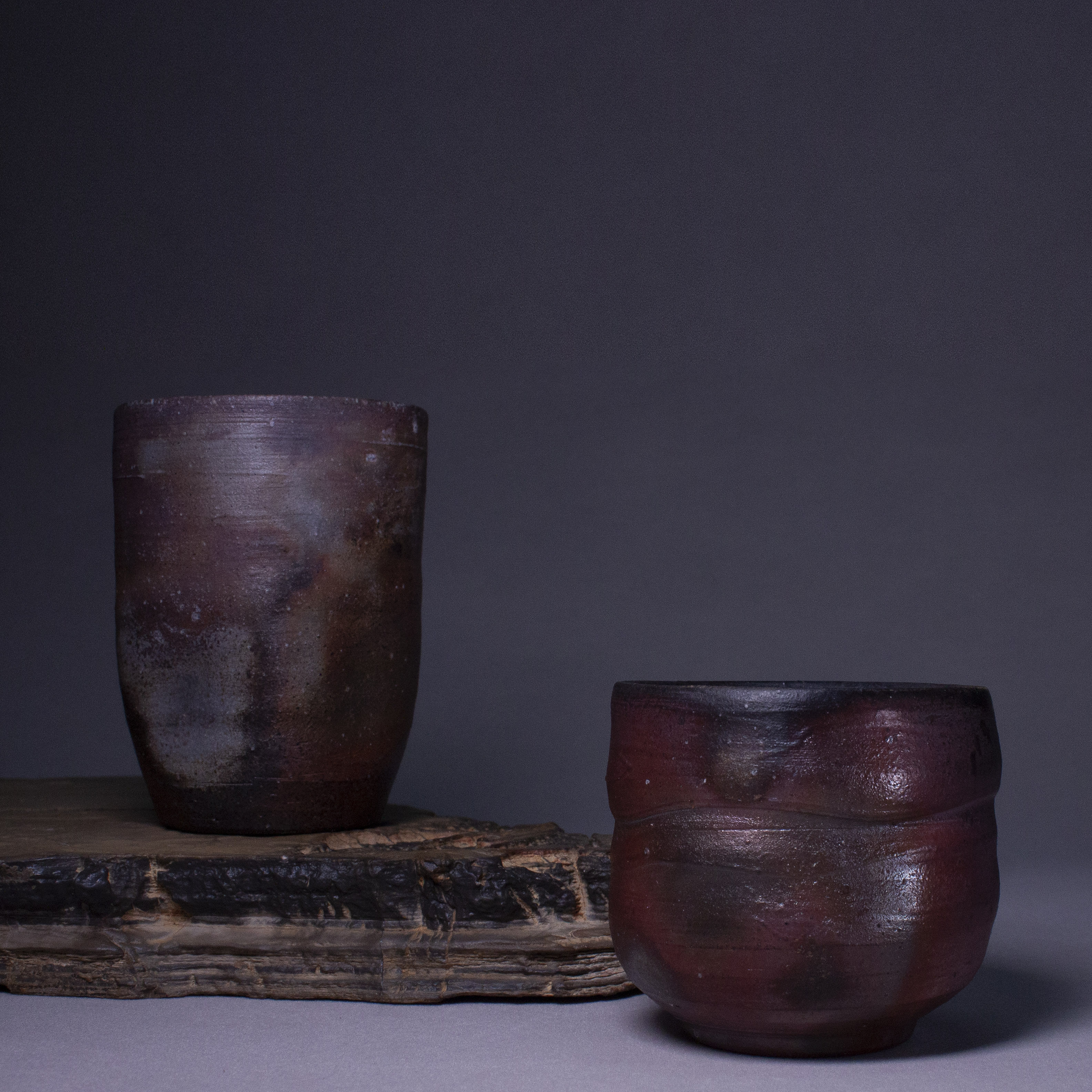 进口日式柴烧备前烧茶杯日本冈山陶瓷茶具大汤吞主人杯柴冈久侘寂