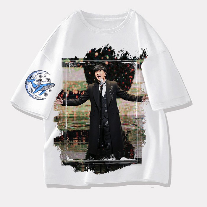 林俊杰 周边同款短袖T恤衣服装来图定制青少年半袖白色体恤个性