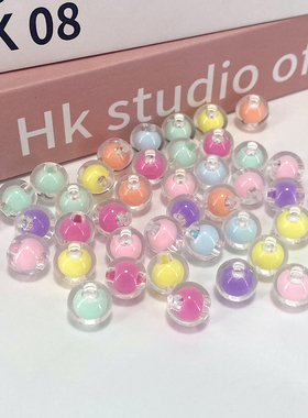 10mm12mm14mm精抛光内彩光珠中珠子手工diy串珠花束材料圆形配件