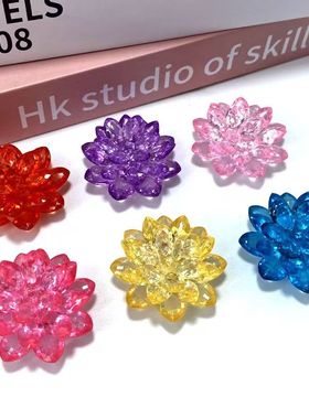 新款透明仿水晶三层莲花花瓣荷花瓣大中小号手工DIY配件材料花朵