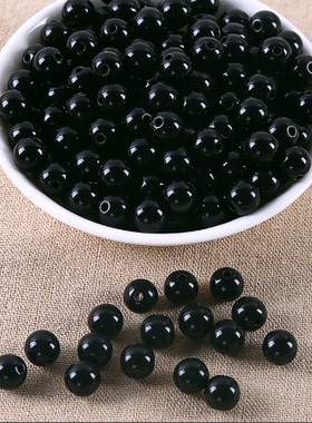 手工串珠diy材料包实色圆珠实黑光珠糖果珠动物眼晴散珠子多规格