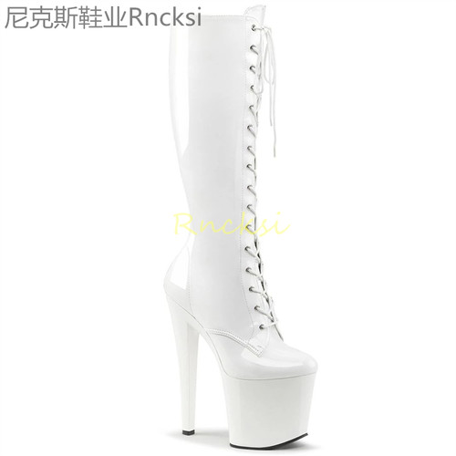 超细厚底性感高跟鞋黑色演出鞋钢管舞鞋中筒靴17厘米超高跟防水台