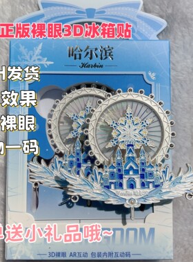 官方正版裸眼3D冰雪大世界流沙摩天轮AR旋转哈尔滨冰箱贴伴手礼