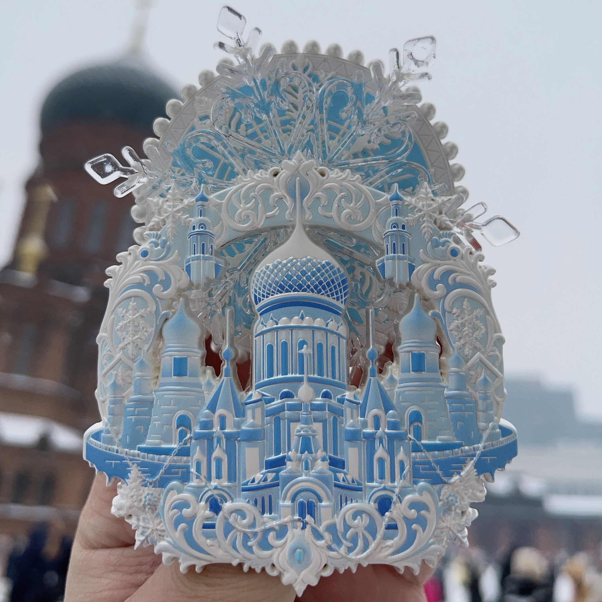 新款正版冰雪轮转AR多层旋转冰箱贴冰雪大世界索菲亚教堂AR冰箱贴