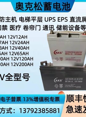 AKS奥克松蓄电池NP12V100AH65AH38AH24AH17AH12AH机房EUPS直流屏