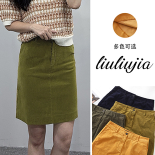 休闲通勤半身裙包臀裙女 外贸原单尾货春秋薄款 显瘦显腿长 棉短裙