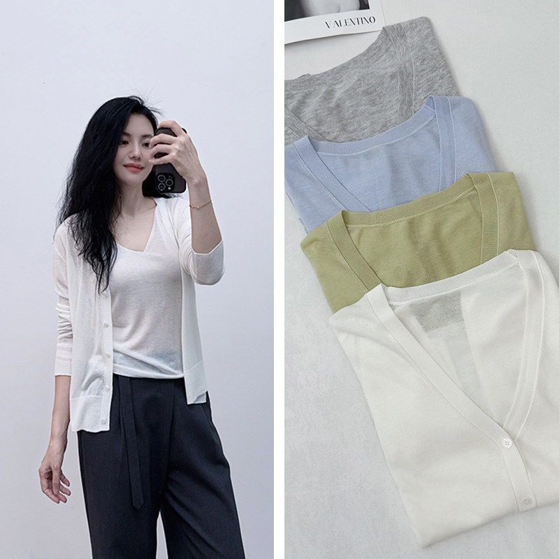 外贸大厂拆标春夏新品 天丝亚麻宽松遮肉通勤针织开衫防晒空调衫