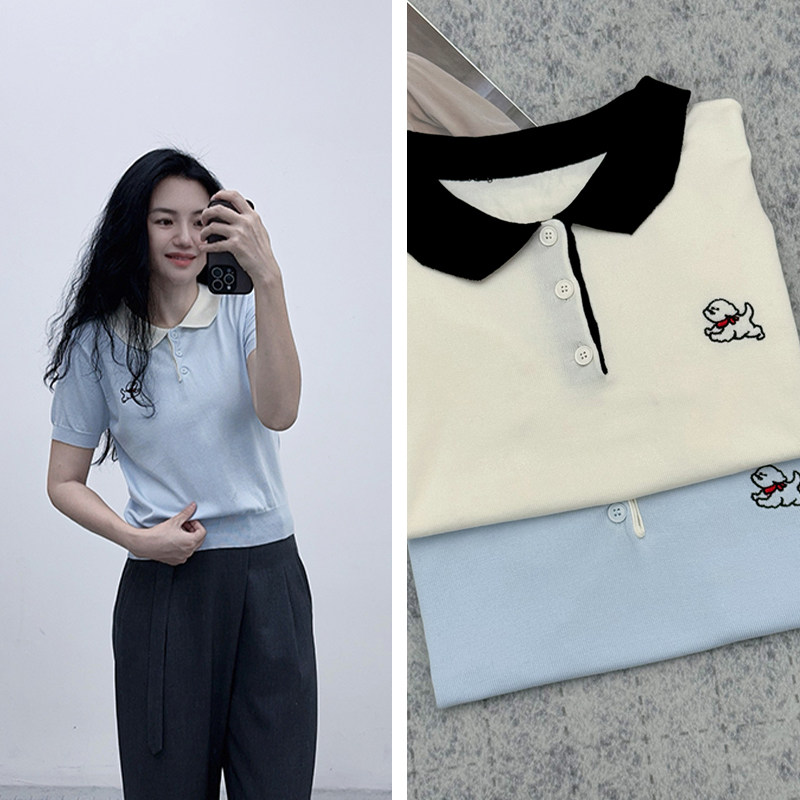 100莱赛尔天丝高品 减龄透气吸汗春夏超薄款POLO领针织短袖上衣女