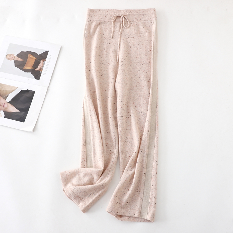 TH尾货小码特价 100纯羊绒点子纱针织裤毛线裤休闲松紧腰长裤女