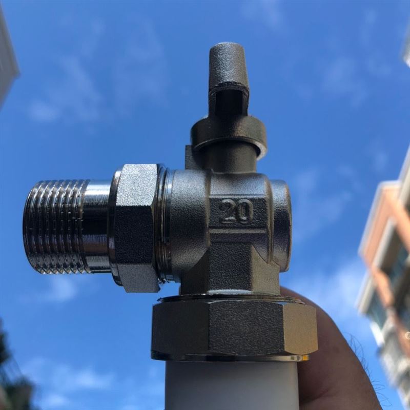 PPR角式暖气活接球阀DN25铜截门6分外螺纹分水器开关暖气片球阀铜