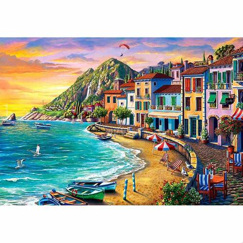 欧式风景钻石画套件 海滩方钻满钻手工DIY 无框客厅装饰130x90cm