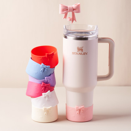 7.5cm蝴蝶结杯套适用史丹利stanley保温杯水杯配件杯底保护套硅胶