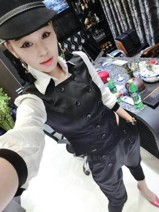 春秋新款时尚套装女士衬衫假马甲垮裤休闲两件套韩版上衣显瘦潮