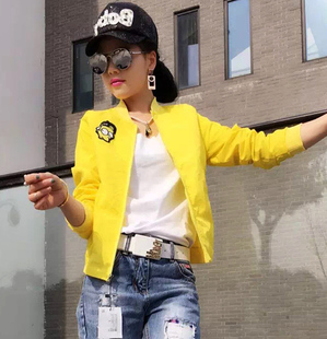 女士短款棒球服外套2025新款春装薄开衫韩版卡通休闲衣服显瘦上衣