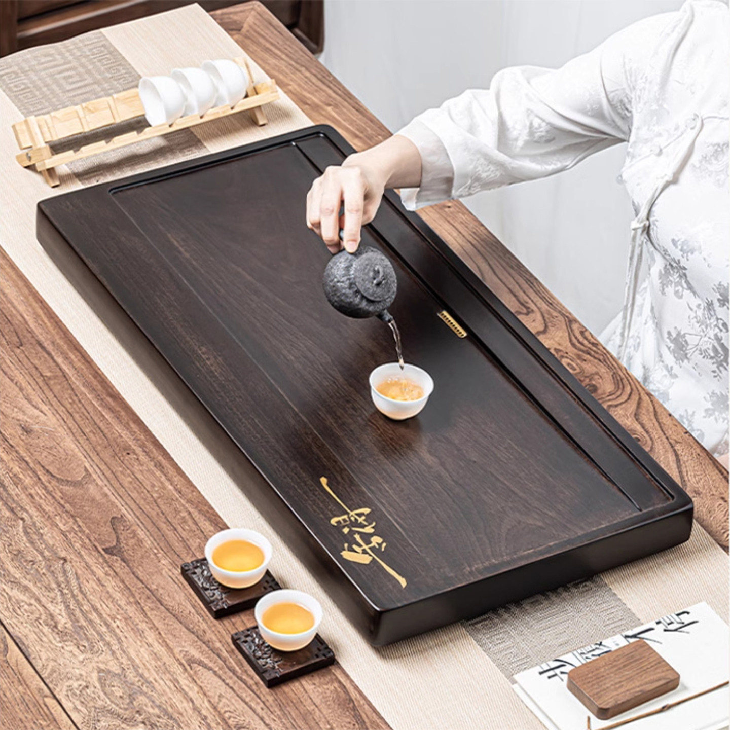 天然黑乌檀木茶盘整块原木实木茶台现代简约家用功夫茶具茶海托盘,餐饮具,茶盘,淘宝优惠券,粉丝福利购,淘宝优惠卷