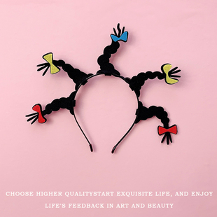 搞怪小辫子发箍搞笑头饰可爱小魔女头箍创意节日表演发卡婚庆头饰