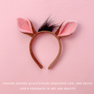 可爱毛驴耳朵发箍搞怪马耳朵发饰卖萌发卡拍照表演头箍卡通头饰品