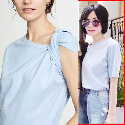 王菲明星同款打结纯棉短袖T恤女不规则学生百搭上衣服半袖体恤夏