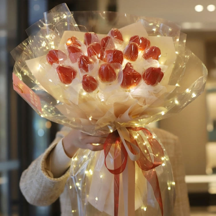 发光纸包装纸透明玻璃纸花店用品草莓花束diy材料闪灯光包装纸